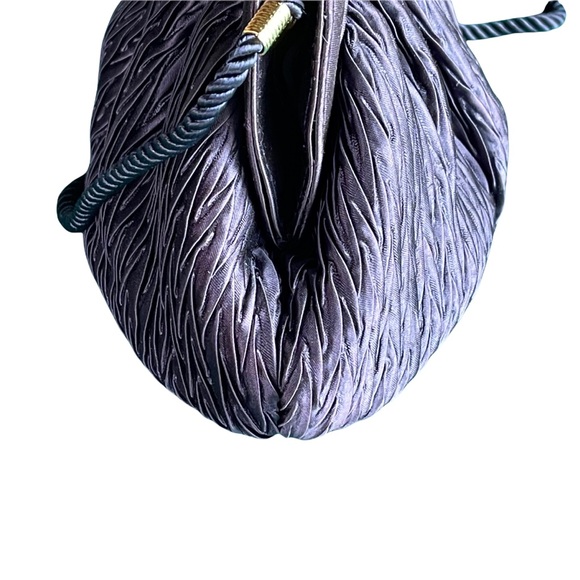 Vintage Vanessa purple silk mini clutch shoulder bag purse w/ braided strap - Picture 6 of 11